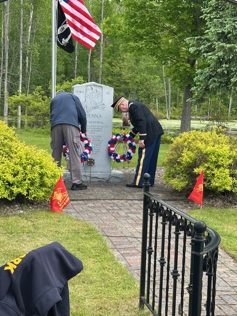 Placing wreaths: Jack Cook, Grand Marshal & Colonel Orrin MacMurray